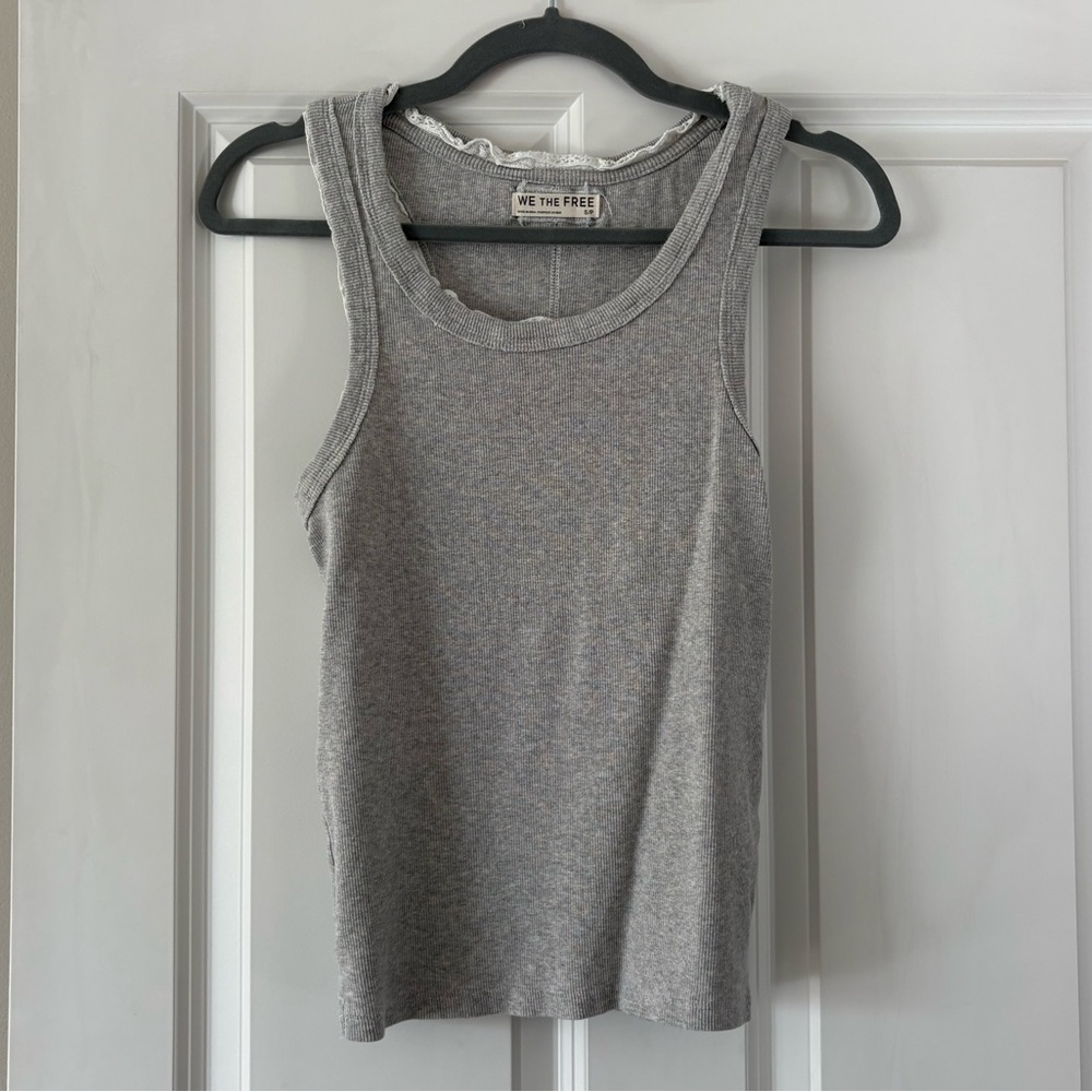 Free people grey with lace tank top size small